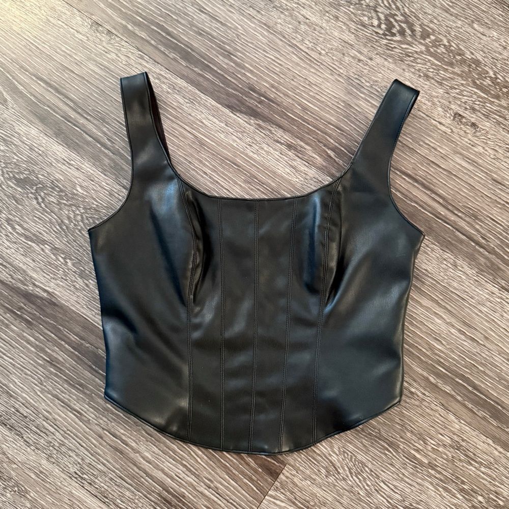 Abercrombie & Fitch Faux Leather Corset Top